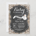 Baby its Cold Outside Snowman Baby Shower Invitation<br><div class="desc">Baby its Cold Outside Rustic Winter Snowman Baby Shower invitation. White Snowflake. Rustic Wood Chalkboard Background. Country Vintage Retro Barn. Boy or Girl Baby Shower Invitation. Winter Holiday Baby Shower Invite. For further customization,  please click the "Customize it" button and use our design tool to modify this template.</div>