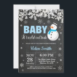 Baby its Cold Outside Snowman Boy Baby Shower Invitation<br><div class="desc">Baby its Cold Outside Winter Snowman Boy Baby Shower Invitation. White Snowflake. Baby its cold outside Baby Shower invitation. Boy or Girl Baby Shower Invitation. Winter Holiday Baby Shower Invite. Chalkboard Background. Black and White. For further customization, please click the "Customize it" button and use our design tool to modify...</div>