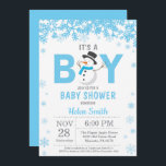 Baby its Cold Outside Snowman Boy Baby Shower Invitation<br><div class="desc">Baby its Cold Outside Winter Snowman Boy Baby Shower Invitation. Baby its cold outside Baby Shower invitation. Blue and White Snowflake. Boy Baby Shower Invitation. Winter Holiday Baby Shower Invite. White Background. For further customization,  please click the "Customize it" button and use our design tool to modify this template.</div>