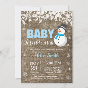 Baby its Cold Outside Snowman Boy Baby Shower Invitation