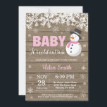 Baby its Cold Outside Snowman Girl Baby Shower Invitation<br><div class="desc">Baby its Cold Outside Winter Snowman Girl Baby Shower Invitation. White Snowflake. Baby its cold outside Baby Shower invitation. Girl Baby Shower Invitation. Winter Holiday Baby Shower Invite. Rustic Wood Background. Country Vintage Retro Barn. For further customization, please click the "Customize it" button and use our design tool to modify...</div>