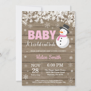 Baby its Cold Outside Snowman Girl Baby Shower Invitation