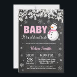 Baby its Cold Outside Snowman Girl Baby Shower Invitation<br><div class="desc">Baby its Cold Outside Winter Snowman Girl Baby Shower Invitation. White Snowflake. Baby its cold outside Baby Shower invitation. Girl Baby Shower Invitation. Winter Holiday Baby Shower Invite. Chalkboard Background. Black and White. For further customization, please click the "Customize it" button and use our design tool to modify this template....</div>