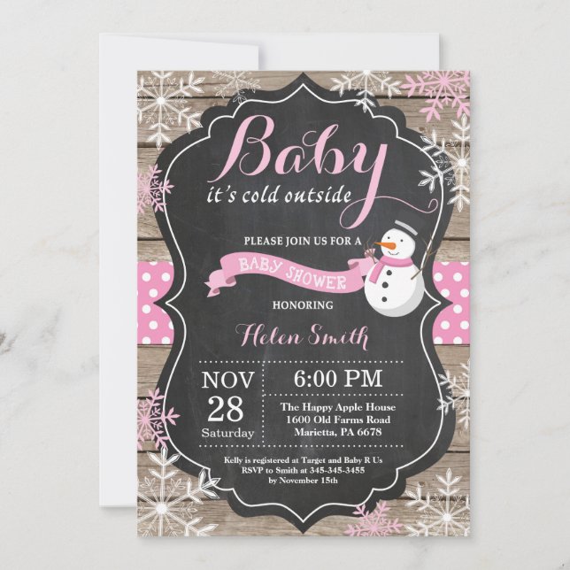 Baby its Cold Outside Snowman Girl Baby Shower Invitation (Front)