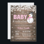 Baby its Cold Outside Snowman Girl Baby Shower Invitation<br><div class="desc">Baby its Cold Outside Winter Snowman Girl Baby Shower Invitation. White Snowflake. Baby its cold outside Baby Shower invitation. Girl Baby Shower Invitation. Winter Holiday Baby Shower Invite. Rustic Wood Background. Country Vintage Retro Barn. For further customization, please click the "Customize it" button and use our design tool to modify...</div>
