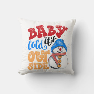 Baby It's Cold Outside Snowman Throw Pillow
