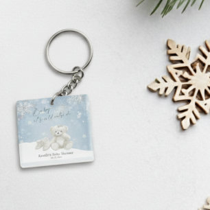 Baby, It's Cold Outside Teddy Bear snowflakes  Keychain