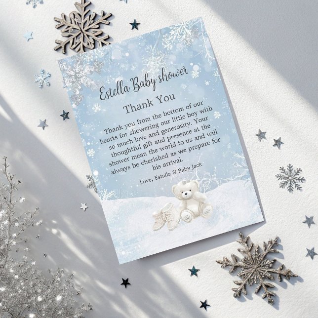 Baby, It's Cold Outside Teddy Bear Winter Thanks Thank You Card (Creator Uploaded)