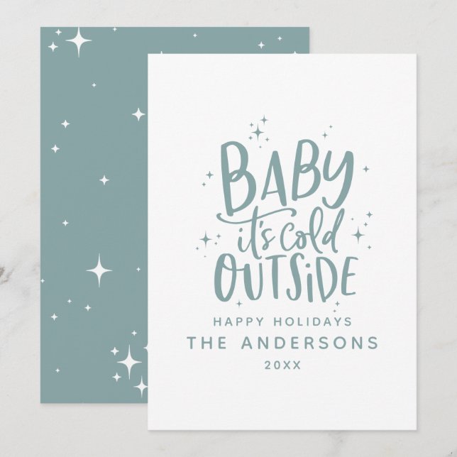 Baby its cold outside typography Christmas holiday Save The Date (Front/Back)