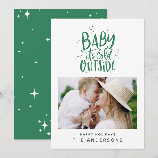 Baby its cold outside typography Christmas photo Save The Date (Front/Back)