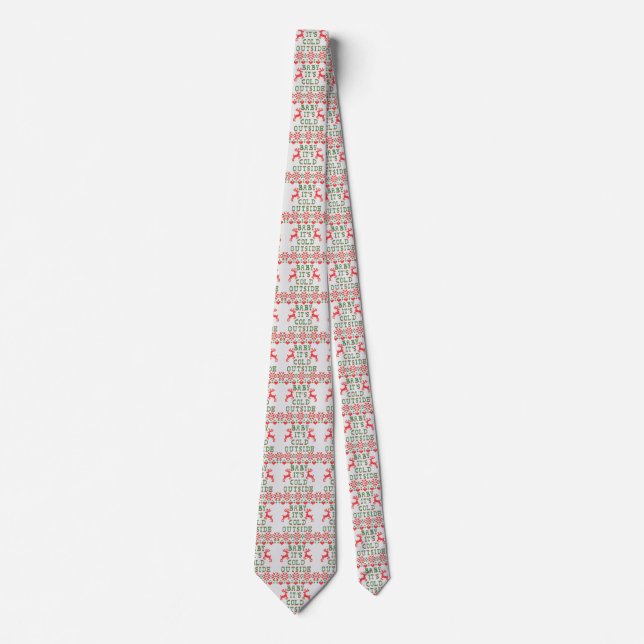 Baby It's Cold Outside Ugly Sweater Style Tie (Front)