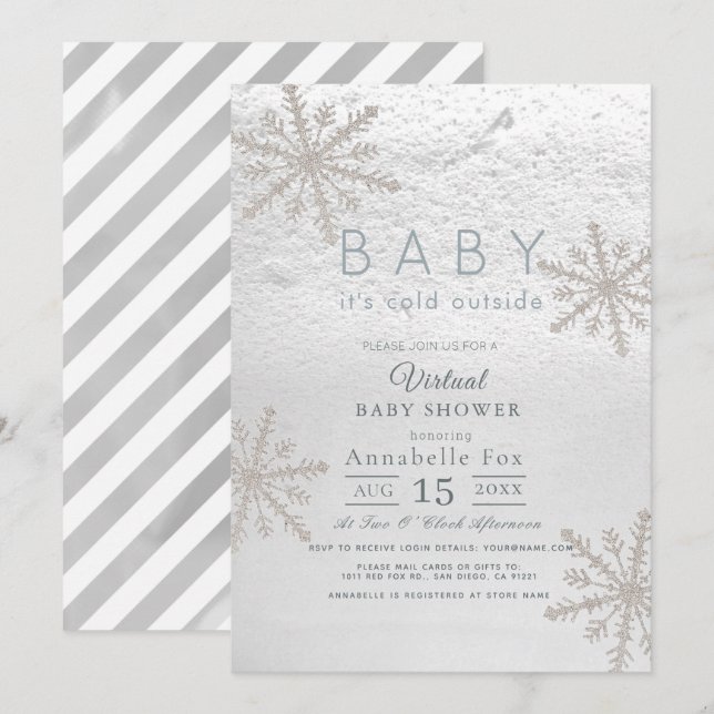 Baby Its Cold Outside Virtual Baby Shower Invitation (Front/Back)