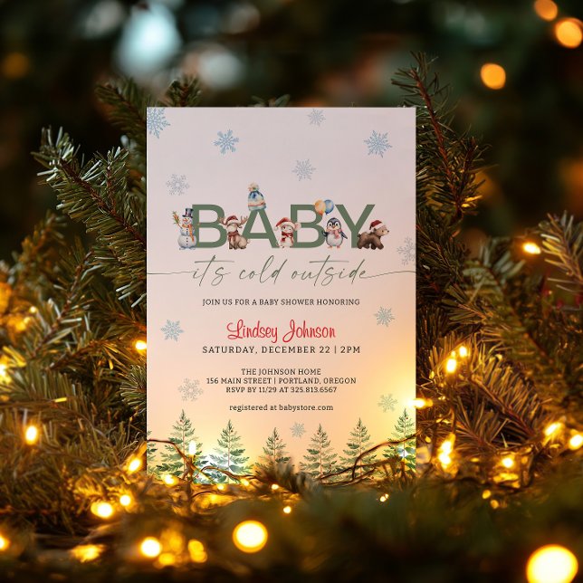 Baby It's Cold Outside Winter Animal Baby Shower Invitation (Creator Uploaded)