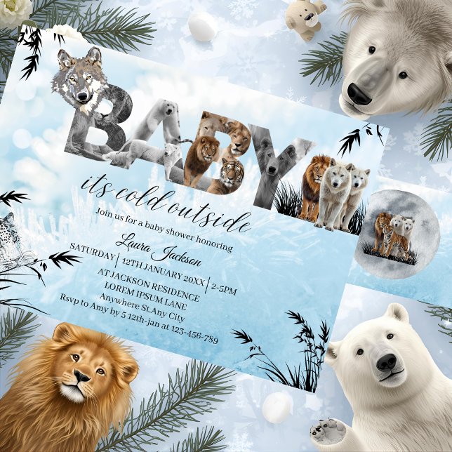 Baby Its Cold Outside Winter Animals Baby Shower  Invitation (Creator Uploaded)