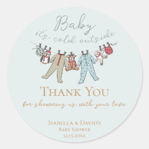 Baby Its Cold Outside Winter Baby Shower Classic Round Sticker