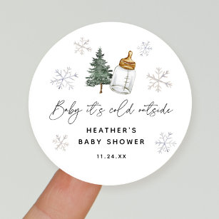 Baby It's Cold Outside Winter Baby Shower Favours Classic Round Sticker