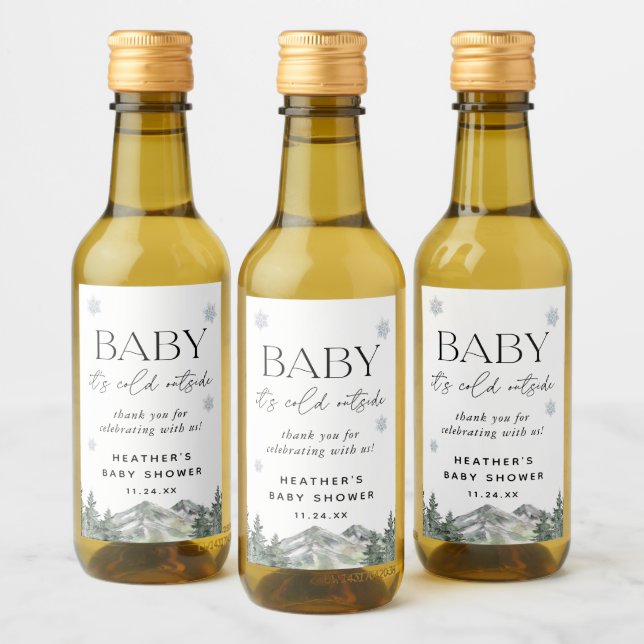 Baby It's Cold Outside Winter Baby Shower Favours Wine Label (Bottles)
