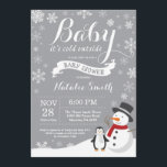 Baby Its Cold Outside Winter Baby Shower Grey Invitation<br><div class="desc">Baby Its Cold Outside Winter Boy or Girl Baby Shower Invitation. Winter Holiday Baby Shower Invite. White Snowflakes. Snowman. For further customization,  please click the "Customize it" button and use our design tool to modify this template.</div>