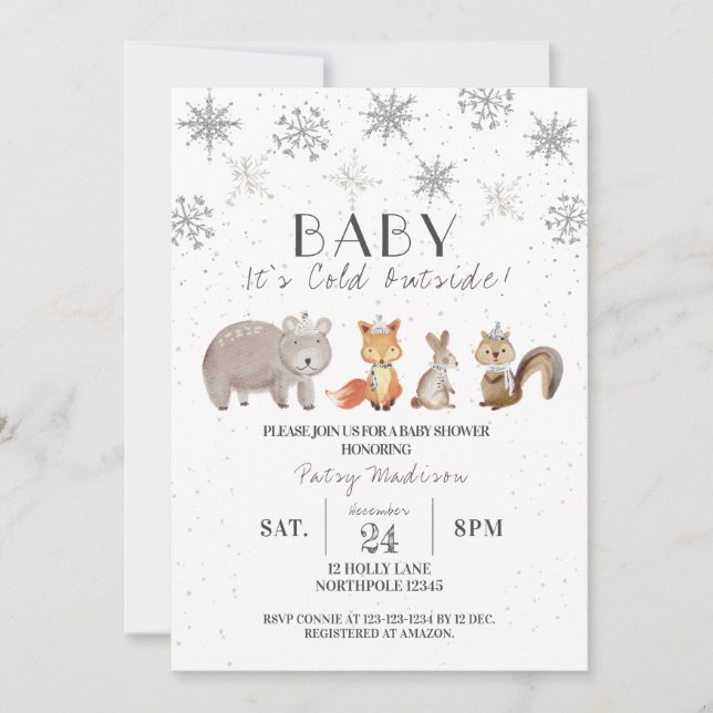Baby It's Cold Outside, Winter Baby Shower Invitat Invitation (Front)
