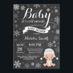 Baby Its Cold Outside Winter Baby Shower Invitation<br><div class="desc">Baby Its Cold Outside Winter Boy or Girl Baby Shower Invitation. Winter Holiday Baby Shower Invite. White Snowflakes. Baby Boy or Girl with Winter Hats. Chalkboard Background. For further customization,  please click the "Customize it" button and use our design tool to modify this template.</div>