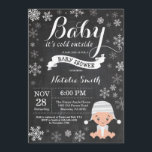 Baby Its Cold Outside Winter Baby Shower Invitation<br><div class="desc">Baby Its Cold Outside Winter Boy or Girl Baby Shower Invitation. Winter Holiday Baby Shower Invite. White Snowflakes. Baby Boy or Girl with Winter Hats. Chalkboard Background. For further customization,  please click the "Customize it" button and use our design tool to modify this template.</div>