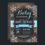 Baby Its Cold Outside Winter Baby Shower Invitation<br><div class="desc">Baby Its Cold Outside Winter Baby Shower Invitation. Boy or Girl Baby Shower Invitation. Winter Holiday Baby Shower Invite. Blue and White Snowflakes. Rustic Wood and Chalkboard Background. For further customization,  please click the "Customize it" button and use our design tool to modify this template.</div>
