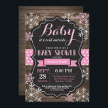 Baby Its Cold Outside Winter Baby Shower Invitation<br><div class="desc">Baby Its Cold Outside Winter Baby Shower Invitation. Boy or Girl Baby Shower Invitation. Winter Holiday Baby Shower Invite. Pink and White Snowflakes. Rustic Wood and Chalkboard Background. For further customization,  please click the "Customize it" button and use our design tool to modify this template.</div>