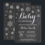 Baby Its Cold Outside Winter Baby Shower Invitation<br><div class="desc">Baby Its Cold Outside Winter Baby Shower Invitation. Boy or Girl Baby Shower Invitation. Winter Holiday Baby Shower Invite. White Snowflakes. Chalkboard Background. For further customization,  please click the "Customize it" button and use our design tool to modify this template.</div>
