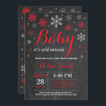 Baby Its Cold Outside Winter Baby Shower Invitation<br><div class="desc">Baby Its Cold Outside Winter Baby Shower Invitation. Boy or Girl Baby Shower Invitation. Winter Holiday Baby Shower Invite. Red and White Snowflakes. Chalkboard Background. For further customization,  please click the "Customize it" button and use our design tool to modify this template.</div>