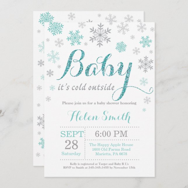 Baby Its Cold Outside Winter Baby Shower Invitation (Front/Back)