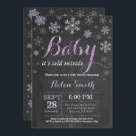 Baby Its Cold Outside Winter Baby Shower Invitation<br><div class="desc">Baby Its Cold Outside Winter Baby Shower Invitation. Girl Baby Shower Invitation. Winter Holiday Baby Shower Invite. Purple and White Snowflakes. Purple Glitter. Chalkboard Background. For further customization,  please click the "Customize it" button and use our design tool to modify this template.</div>