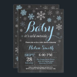 Baby Its Cold Outside Winter Baby Shower Invitation<br><div class="desc">Baby Its Cold Outside Winter Baby Shower Invitation. Boy Baby Shower Invitation. Winter Holiday Baby Shower Invite. Blue and White Snowflakes. Chalkboard Background. For further customization,  please click the "Customize it" button and use our design tool to modify this template.</div>