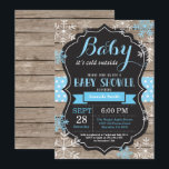 Baby Its Cold Outside Winter Baby Shower Invitation<br><div class="desc">Baby Its Cold Outside Winter Baby Shower Invitation. Boy or Girl Baby Shower Invitation. Winter Holiday Baby Shower Invite. Blue and White Snowflakes. Rustic Wood and Chalkboard Background. For further customization, please click the "Customize it" button and use our design tool to modify this template.</div>