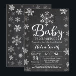 Baby Its Cold Outside Winter Baby Shower Invitation<br><div class="desc">Baby Its Cold Outside Winter Baby Shower Invitation. Girl Baby Shower Invitation. Winter Holiday Baby Shower Invite. White Snowflakes. Chalkboard Background. For further customization,  please click the "Customize it" button and use our design tool to modify this template.</div>