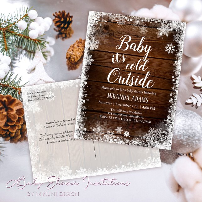 Baby it's cold outside Winter Baby Shower Invitation Postcard (Creator Uploaded)