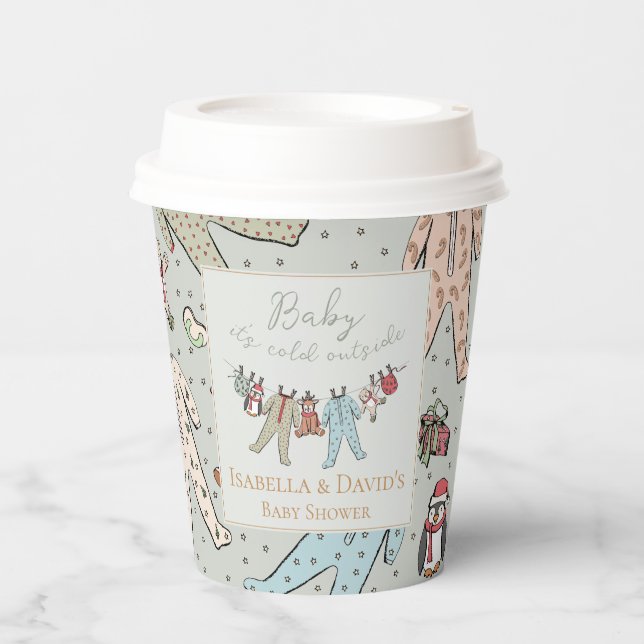Baby Its Cold Outside Winter Baby Shower Paper Cups (Front)