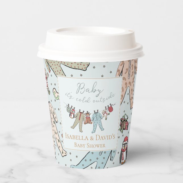 Baby Its Cold Outside Winter Baby Shower Paper Cups (Front)