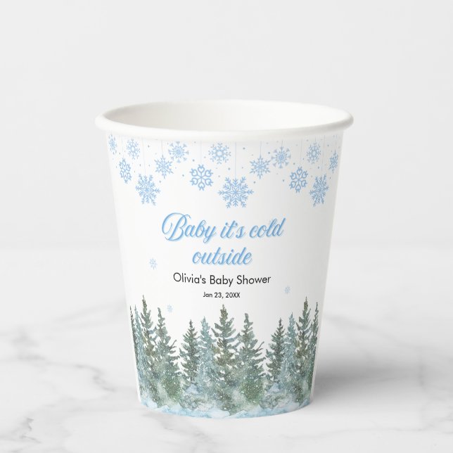 Baby It's Cold Outside Winter Baby Shower Paper Cups (Front)