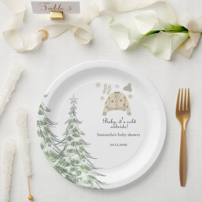 Baby It's Cold Outside Winter baby shower  Paper Plate (Wedding)