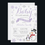 Baby Its Cold Outside Winter Baby Shower Purple Invitation<br><div class="desc">Baby Its Cold Outside Winter Girl Baby Shower Invitation. Girl Baby Shower Invitation. Winter Holiday Baby Shower Invite. Purple and Grey Snowflakes. Snowman and White Background. For further customization, please click the "Customize it" button and use our design tool to modify this template.</div>
