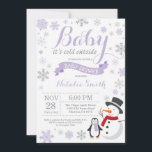Baby Its Cold Outside Winter Baby Shower Purple Invitation<br><div class="desc">Baby Its Cold Outside Winter Girl Baby Shower Invitation. Girl Baby Shower Invitation. Winter Holiday Baby Shower Invite. Purple and Grey Snowflakes. Snowman and White Background. For further customization,  please click the "Customize it" button and use our design tool to modify this template.</div>