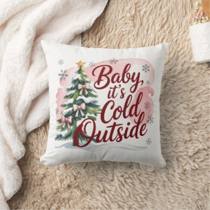 Baby, It's Cold Outside Winter Baby Shower  Throw Pillow