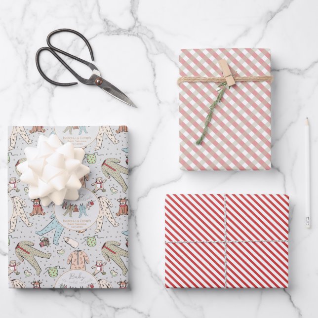 Baby Its Cold Outside Winter Baby Shower Wrapping Paper Sheet (Front)
