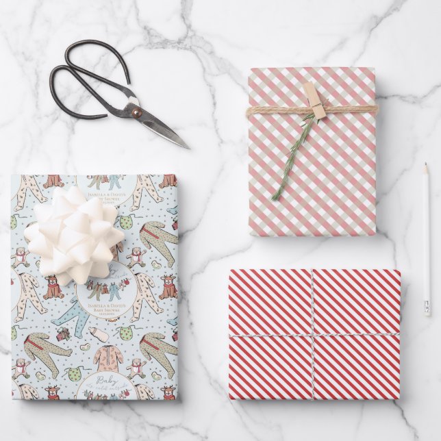 Baby Its Cold Outside Winter Baby Shower Wrapping Paper Sheet (Front)
