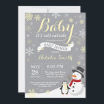 Baby Its Cold Outside Winter Baby Shower Yellow Invitation<br><div class="desc">Baby Its Cold Outside Winter Boy or Girl Baby Shower Invitation. Winter Holiday Baby Shower Invite. Yellow and White Snowflakes. Snowman. For further customization,  please click the "Customize it" button and use our design tool to modify this template.</div>