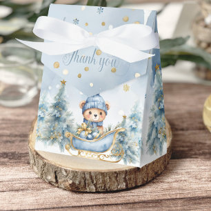 Baby It's Cold Outside Winter Bear │Blue Gold Favor Box