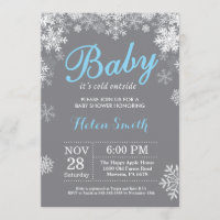 Baby its Cold Outside Winter Blue Boy Baby Shower