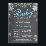 Baby its Cold Outside Winter Blue Boy Baby Shower Invitation<br><div class="desc">Baby its Cold Outside Winter Baby Shower invitation. Blue and White Snowflake. Boy Baby Shower Invitation. Winter Holiday Baby Shower Invite. Chalkboard Background. For further customization,  please click the "Customize it" button and use our design tool to modify this template.</div>