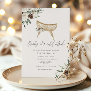 Baby it's cold outside winter boho baby shower invitation