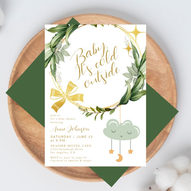 Baby Its Cold Outside Winter Botanical Baby Shower Invitation (Creator Uploaded)